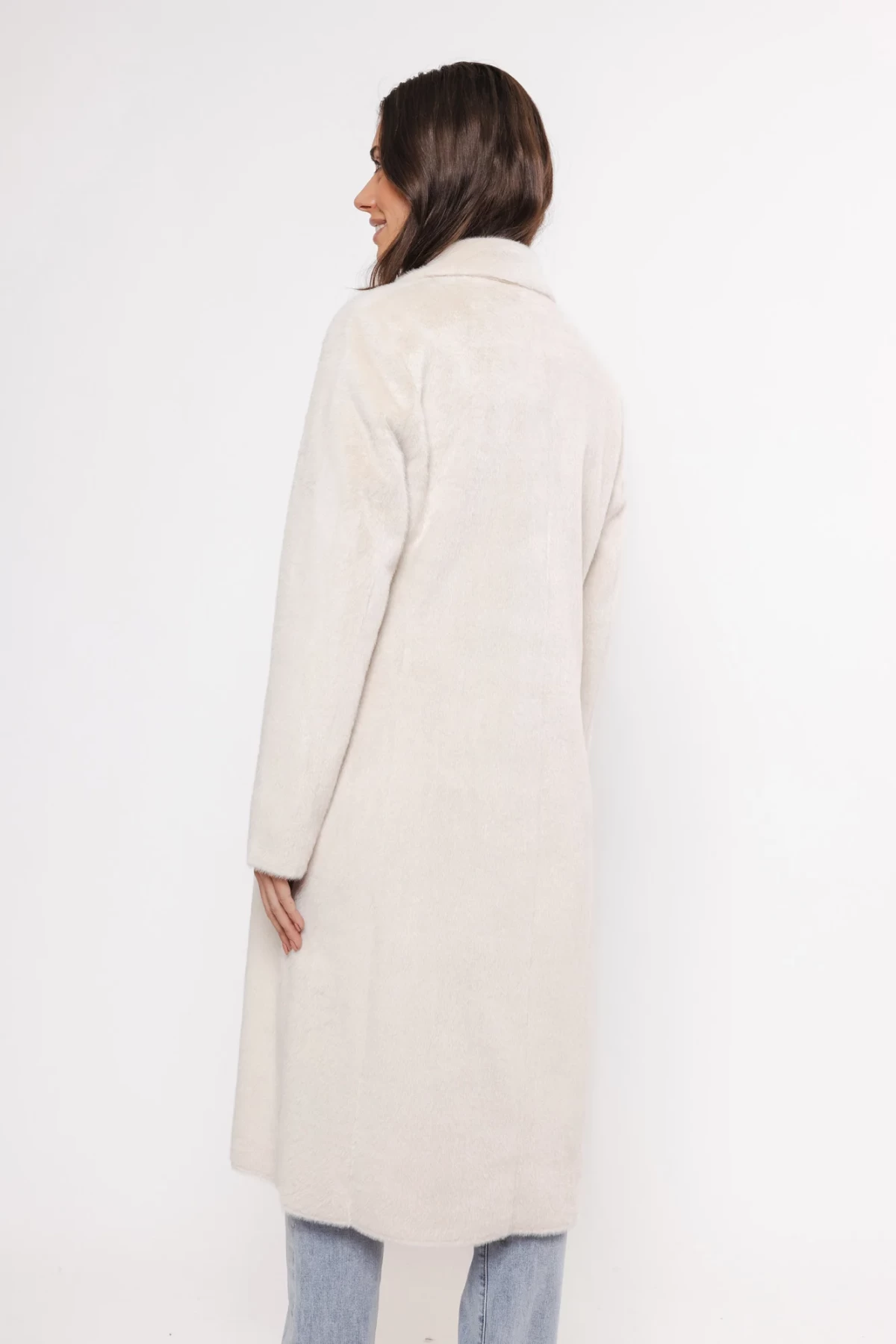 LONG COAT FROM LUXURIOUS  ECO FUR THREE COLORS WHITE, BEIGE AND BLACK