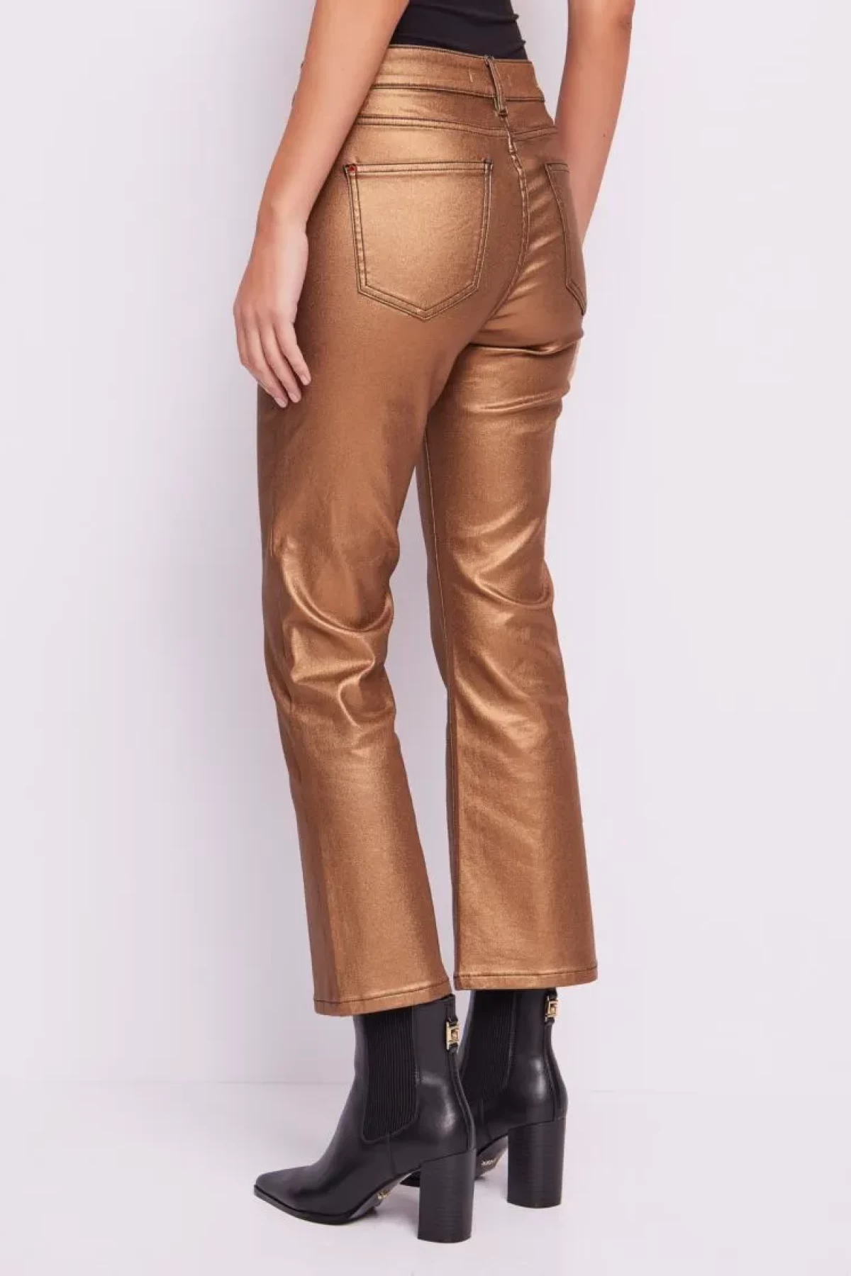 METALLIC ECO LEATHER STRAIGHT PANTS