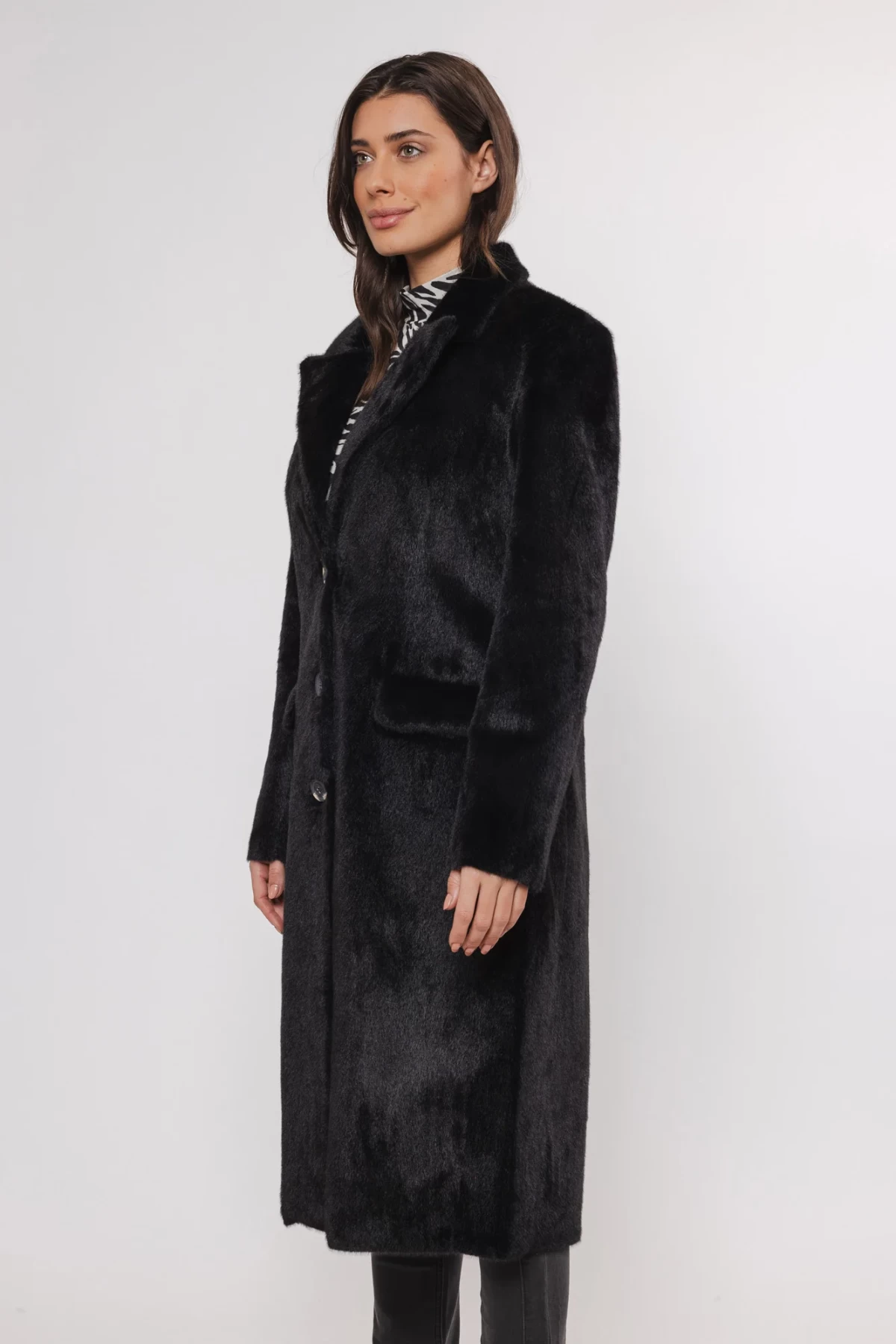 LONG COAT FROM LUXURIOUS  ECO FUR THREE COLORS WHITE, BEIGE AND BLACK