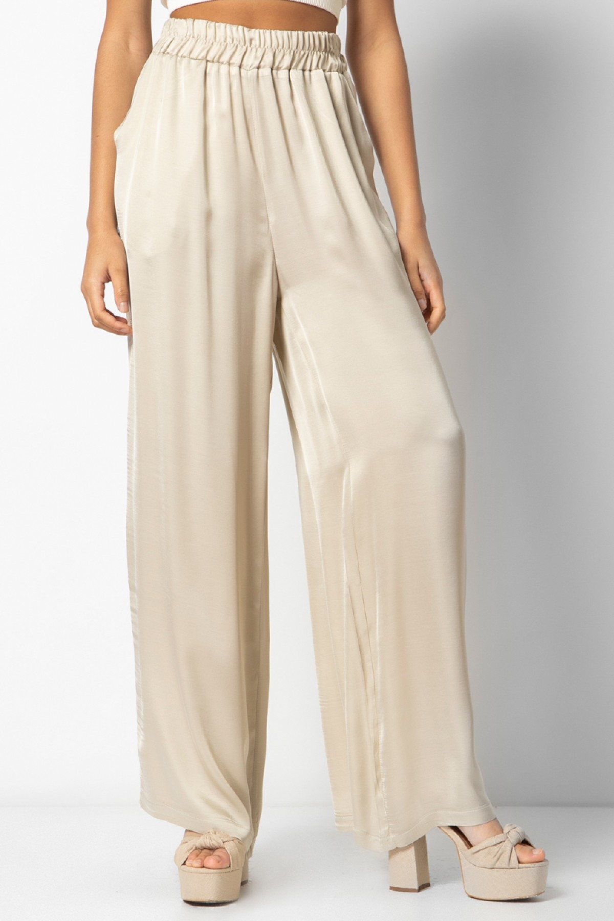 SILK TOUSH PANTS, THREE COLORS - CHAMPAGNE, BLACK & GREEN