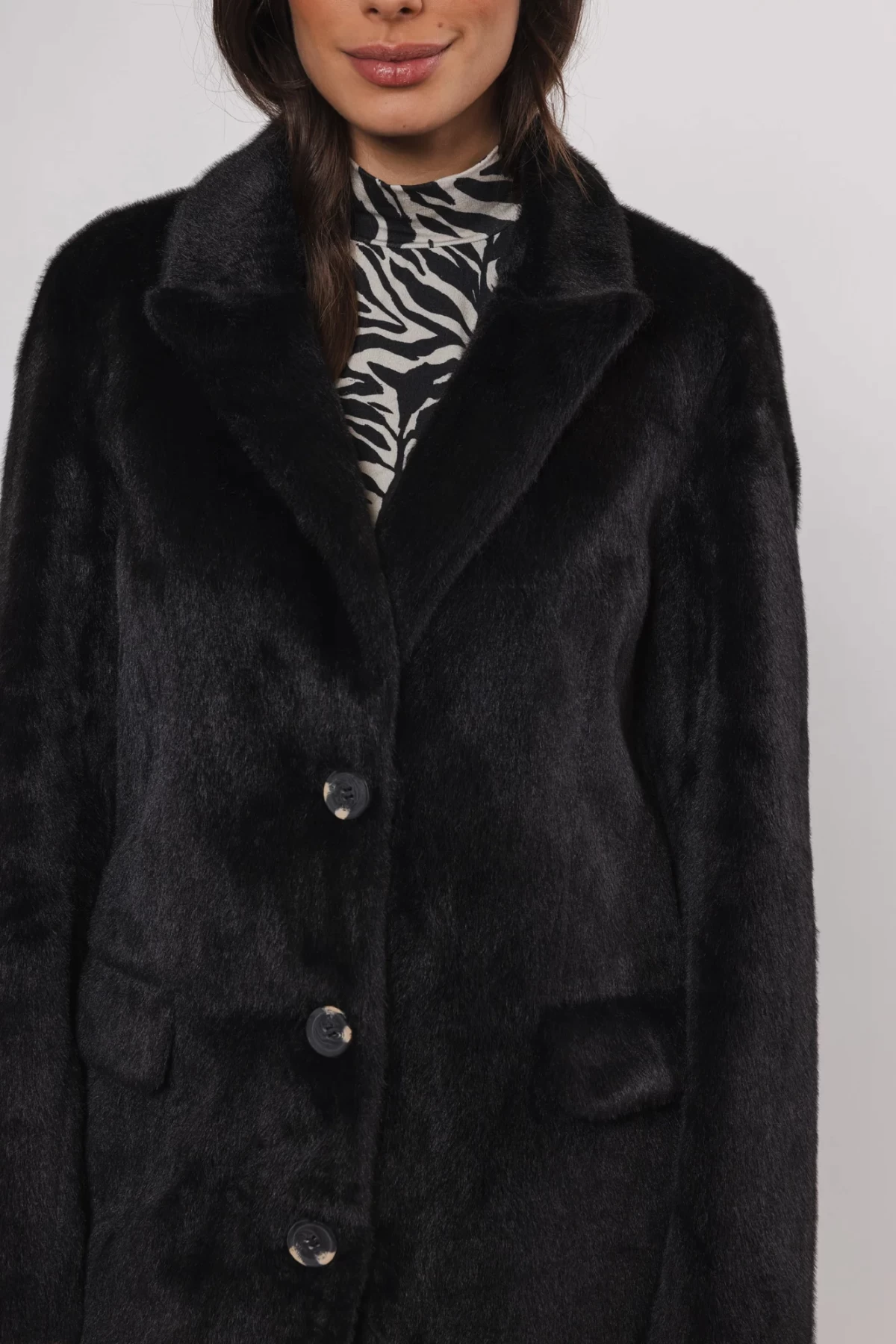 LONG COAT FROM LUXURIOUS  ECO FUR THREE COLORS WHITE, BEIGE AND BLACK