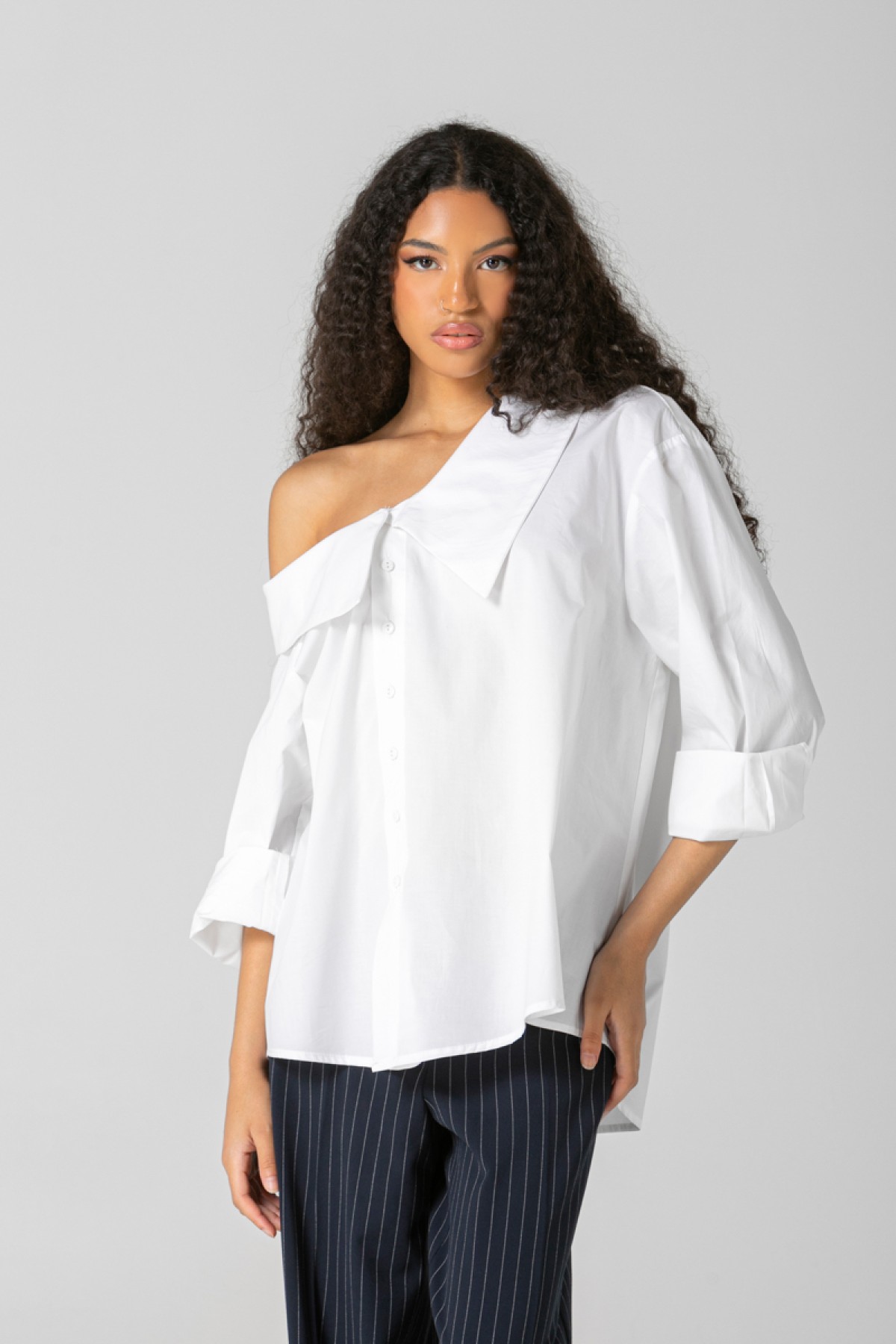 OFF SHOULDER SHIRT - IN THREE COLORS WHITE, BLACK, LIME