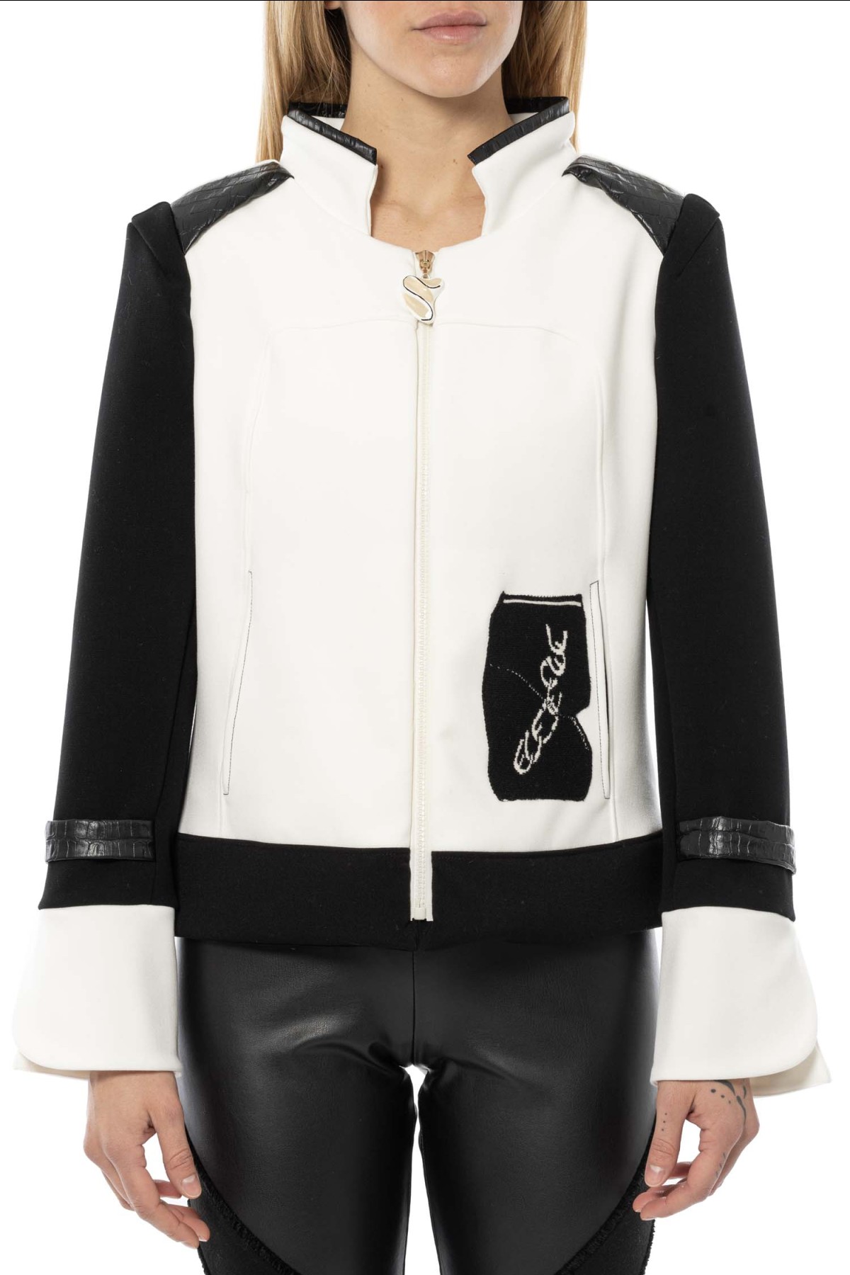 JACKET BLACK & WHITE - ZIPPER CLOSURE