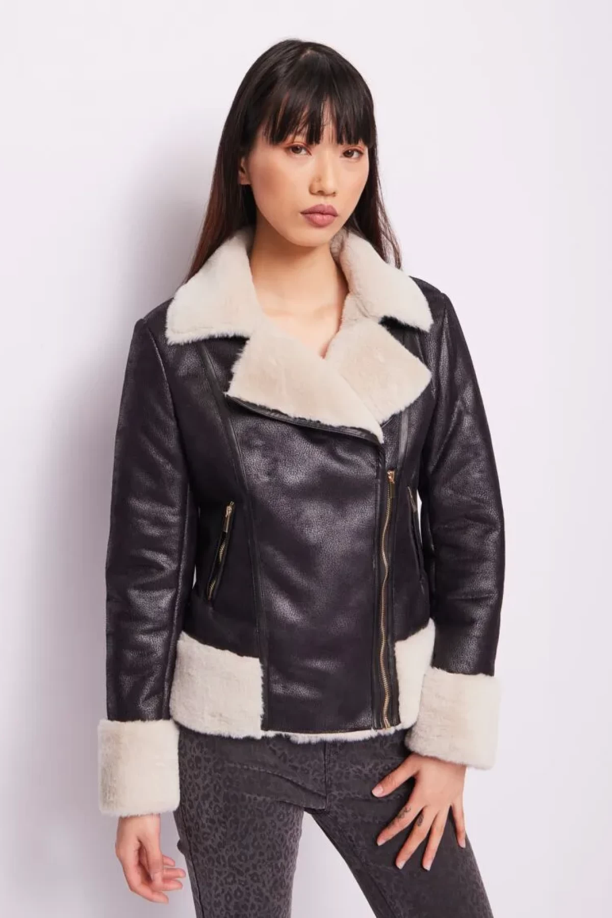 JACKET FROM ECO LEATHER - FAUX-FUR INNER LINING