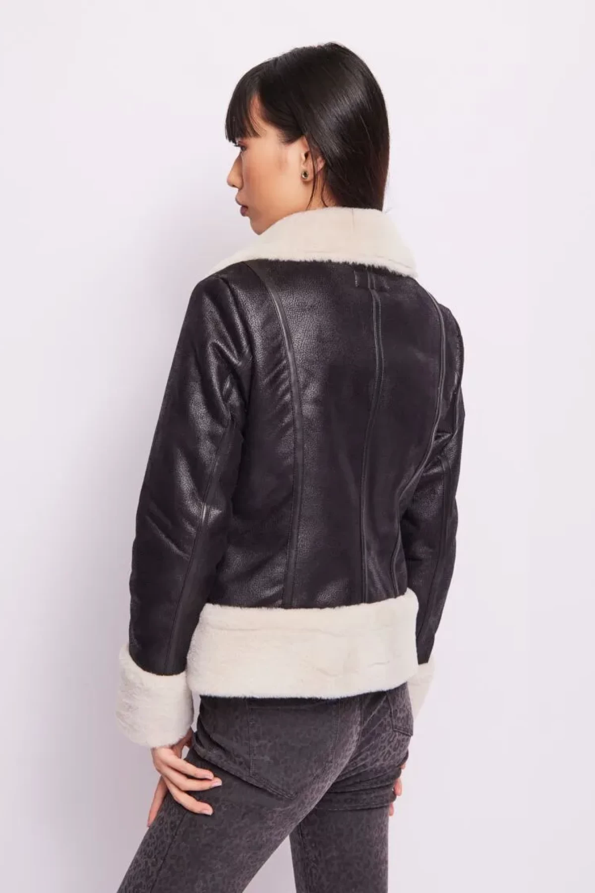 JACKET FROM ECO LEATHER - FAUX-FUR INNER LINING