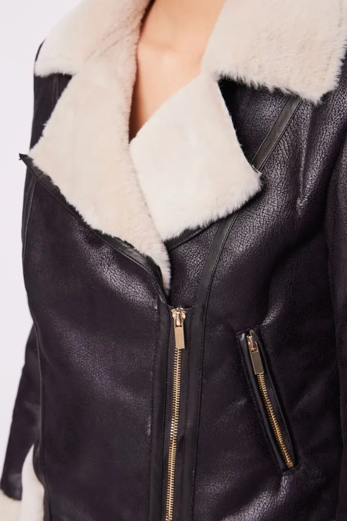 JACKET FROM ECO LEATHER - FAUX-FUR INNER LINING