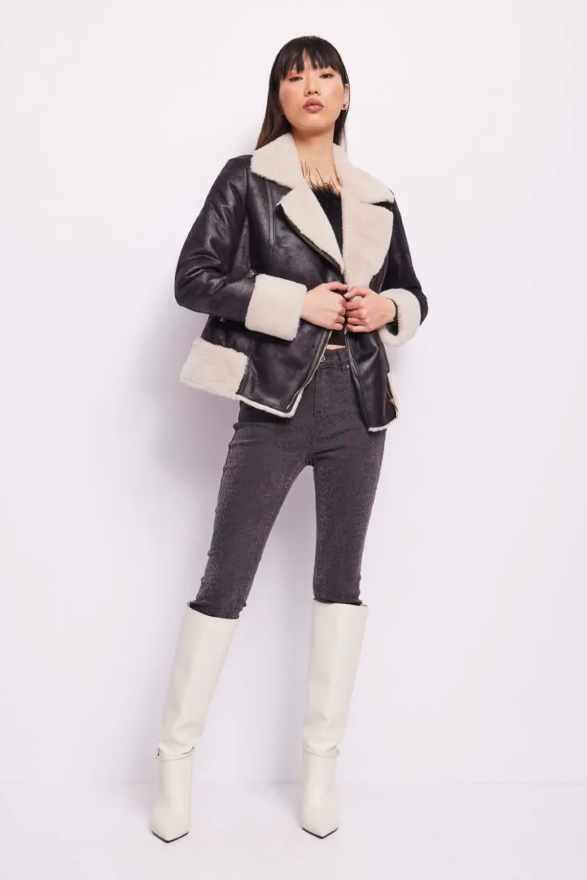 JACKET FROM ECO LEATHER - FAUX-FUR INNER LINING