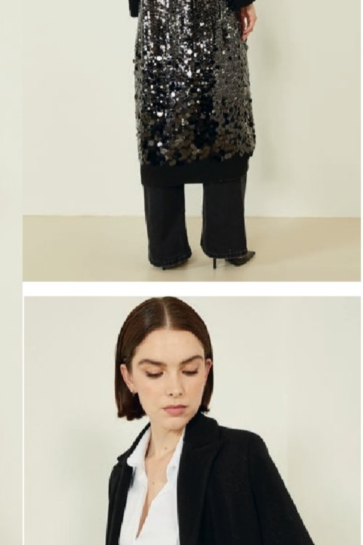 LONG  COAT WITH SEQUINS - BLACK