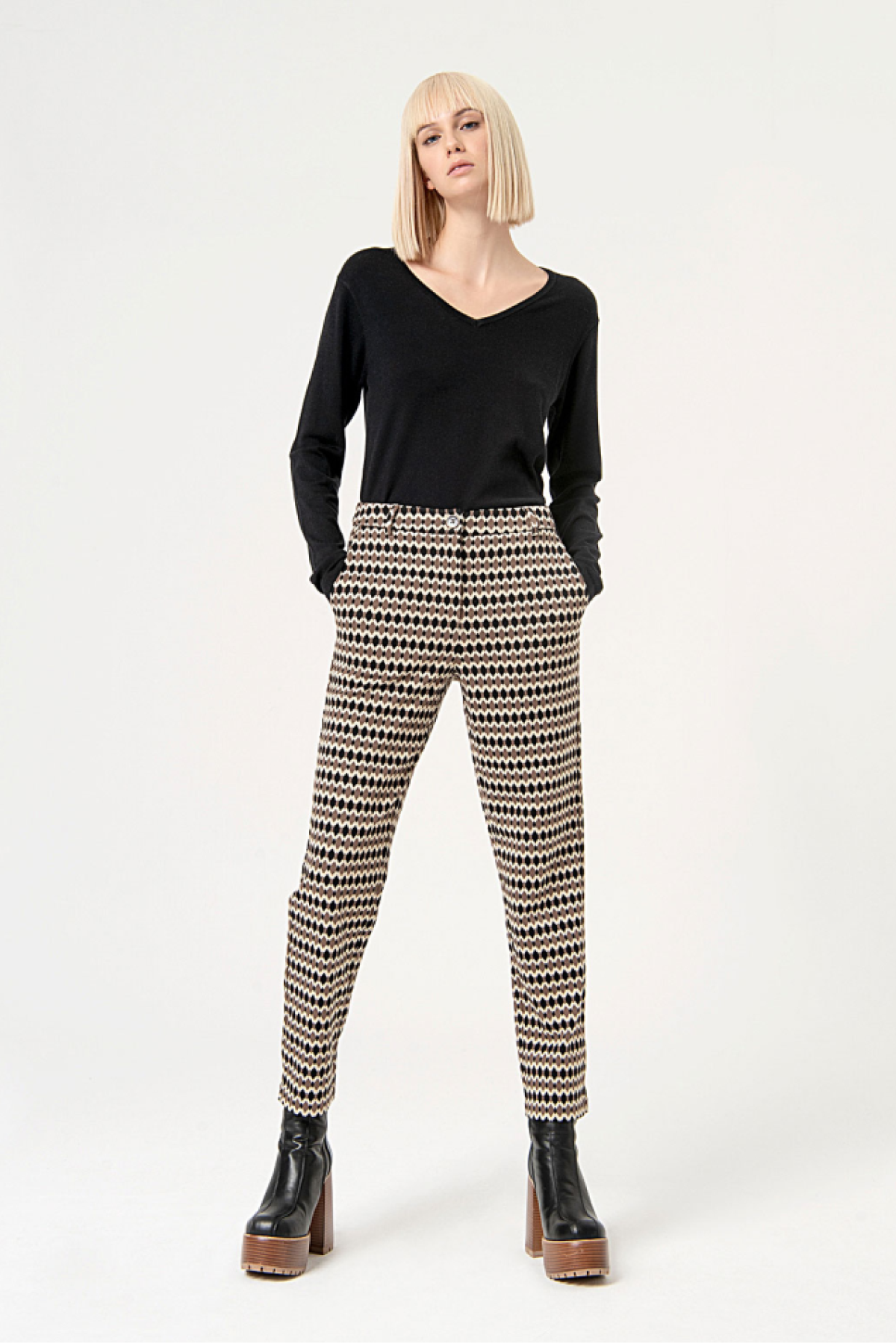 ELASTIC JACQUARD PANTS