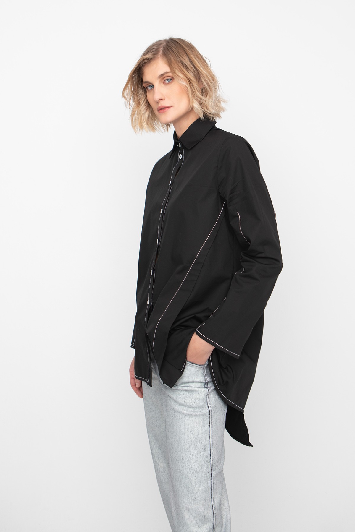 ASYMMETRIC  BLACK SHIRT