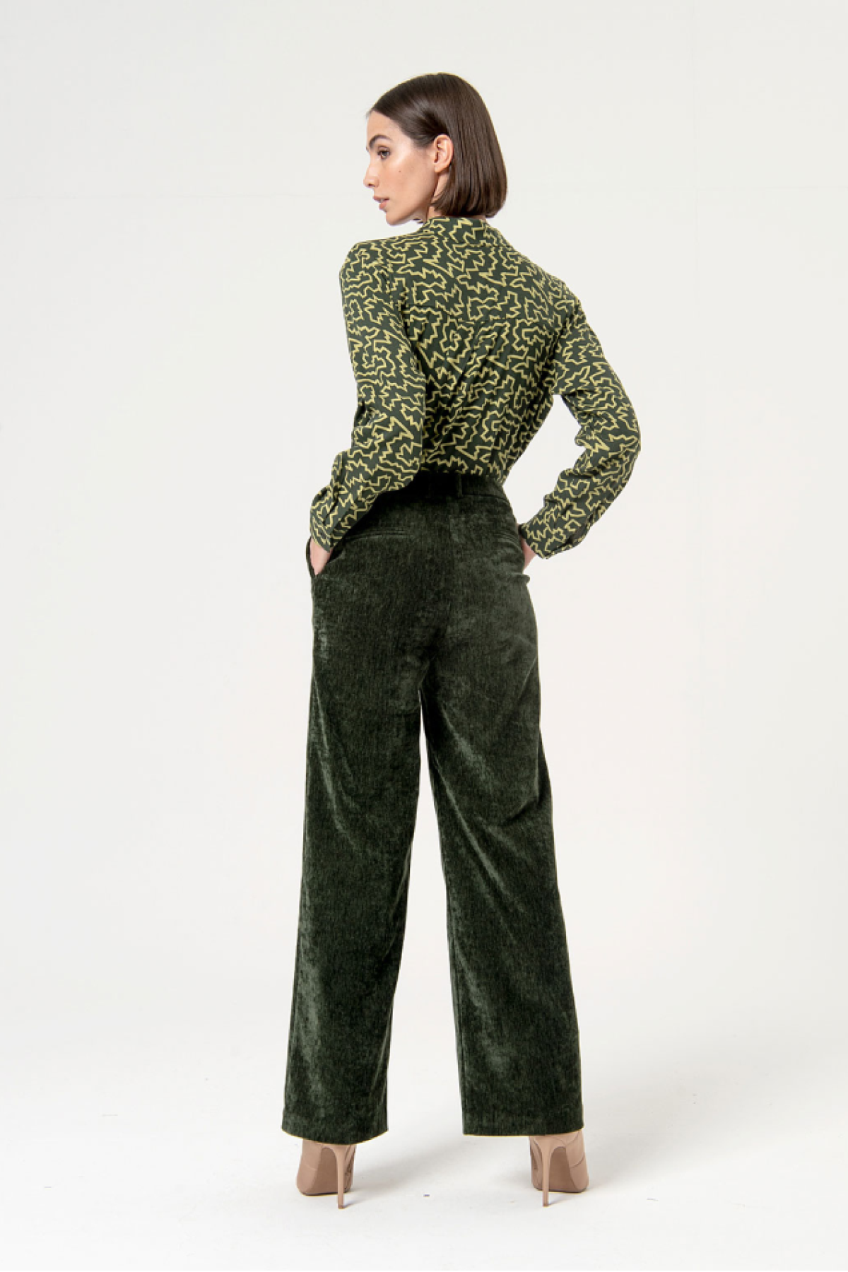 WIDE LEG VELVET PANTS