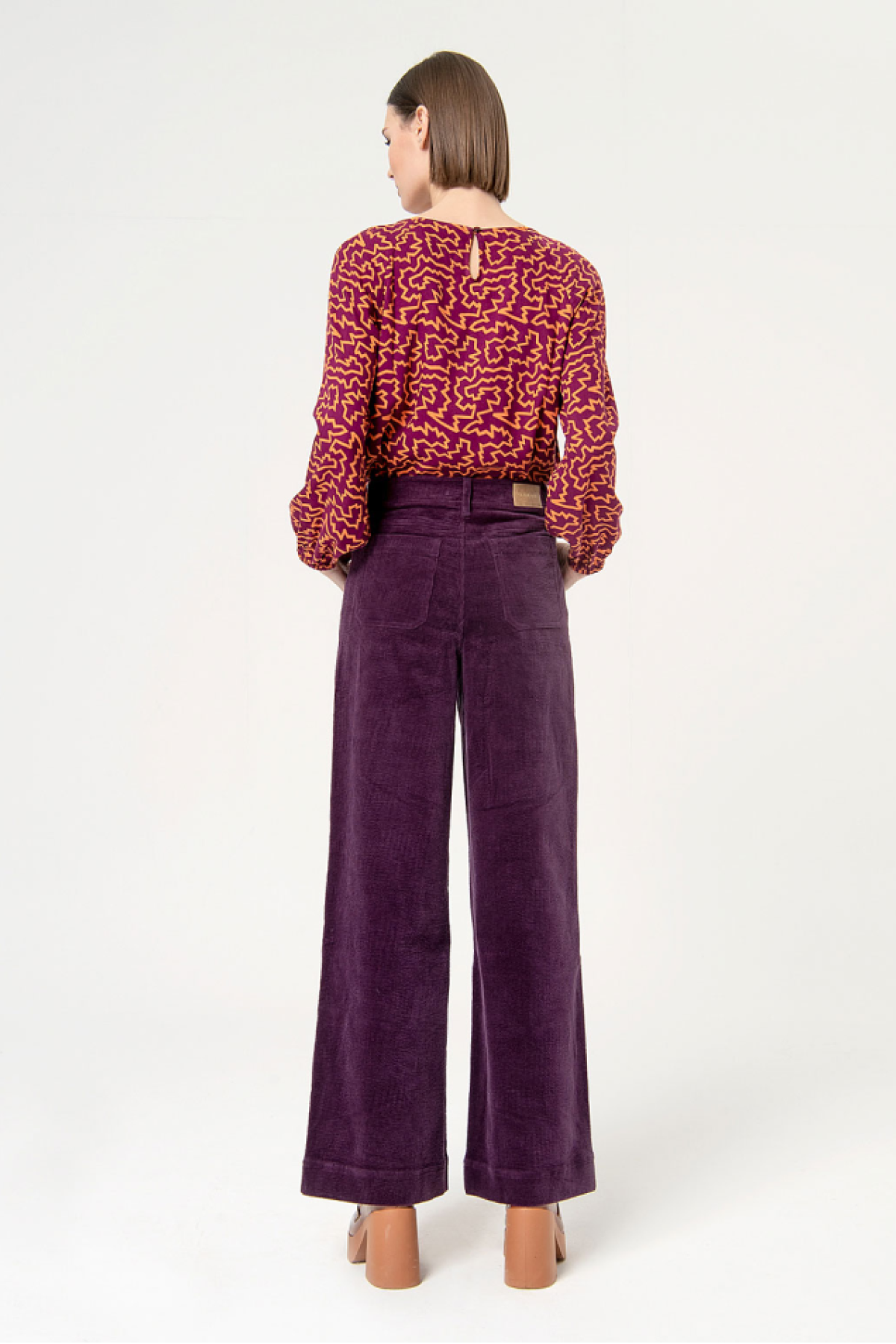 WIDE LEG CORDUROY PANTS - PURPLE