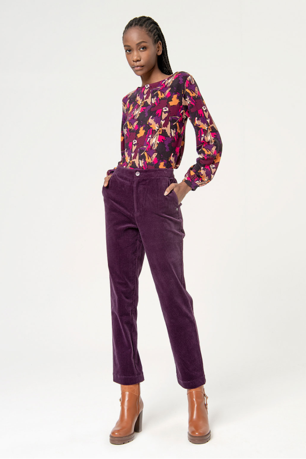 CORDUROY  PANTS STRAIGHT LEG - PURPLE