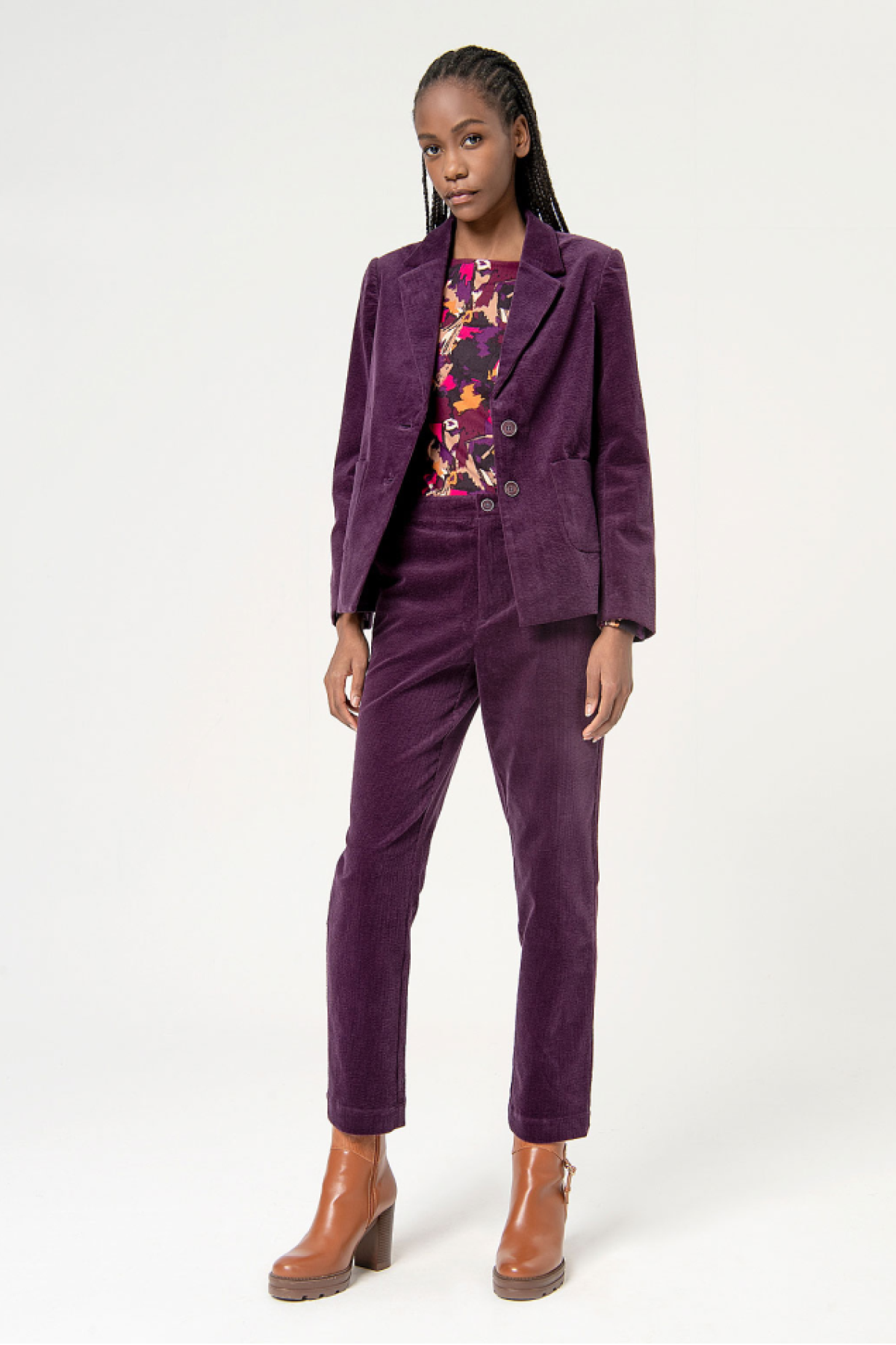 CORDUROY  PANTS STRAIGHT LEG - PURPLE