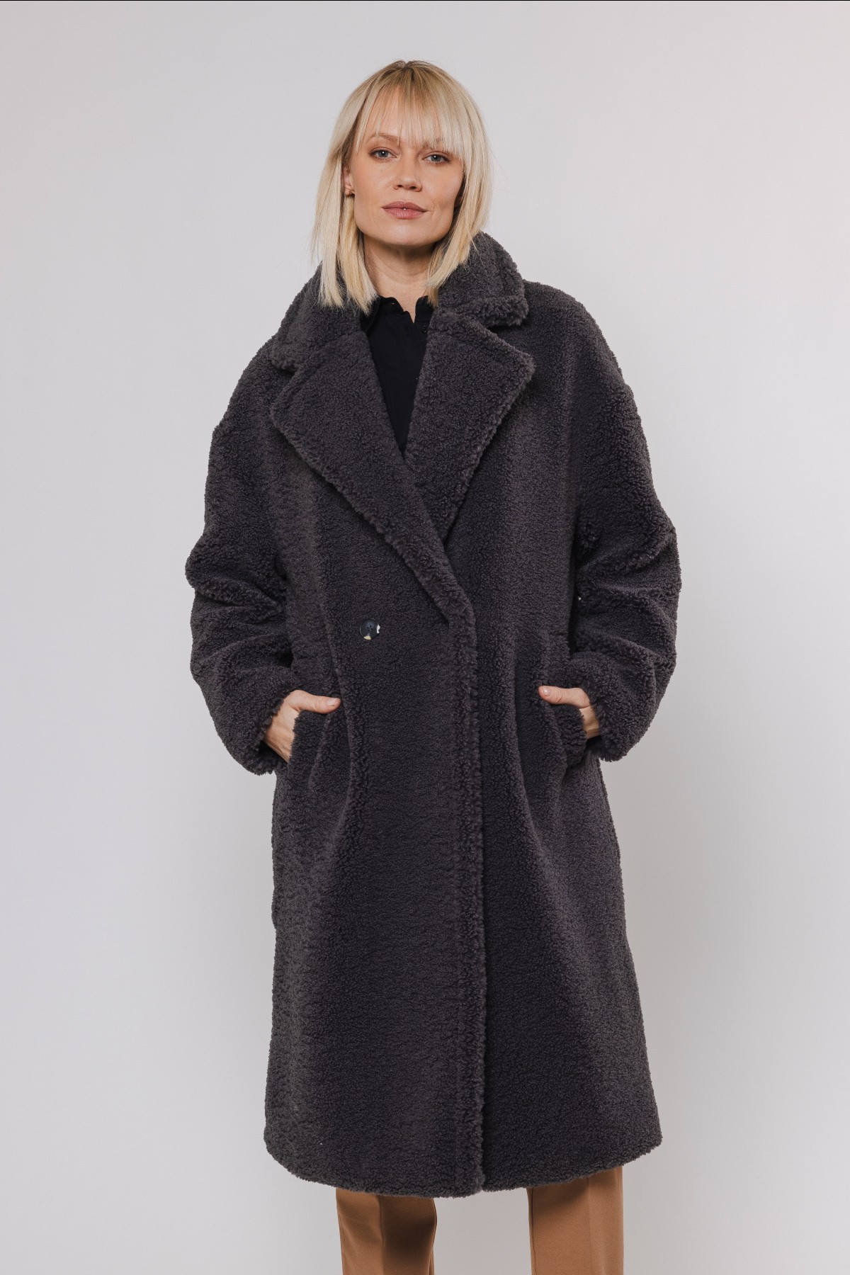 ECO FUR COAT - COZY AND COMFORTABLE - THREE COLORS - ECRU, DARK GREY AND CAMEL