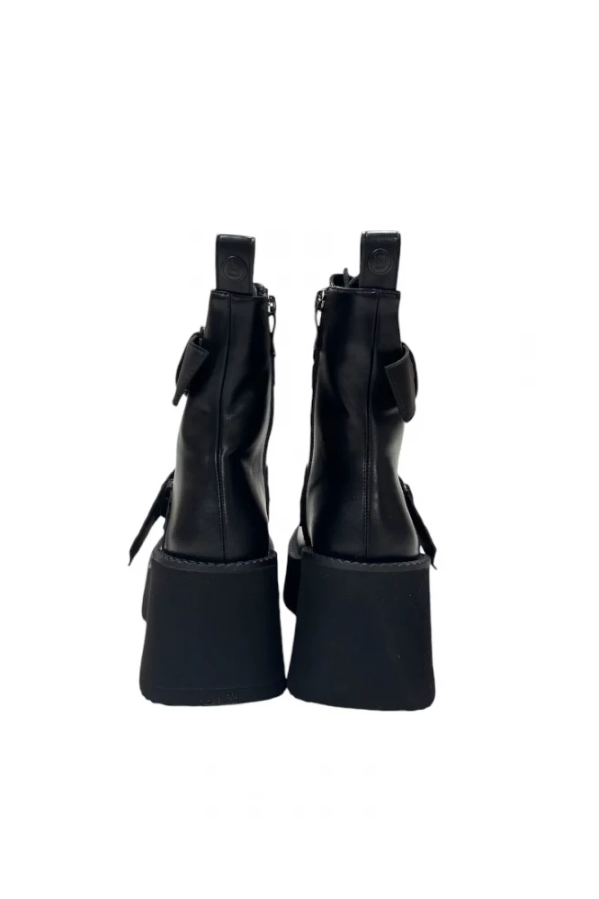 Women's black strappy ankle boots