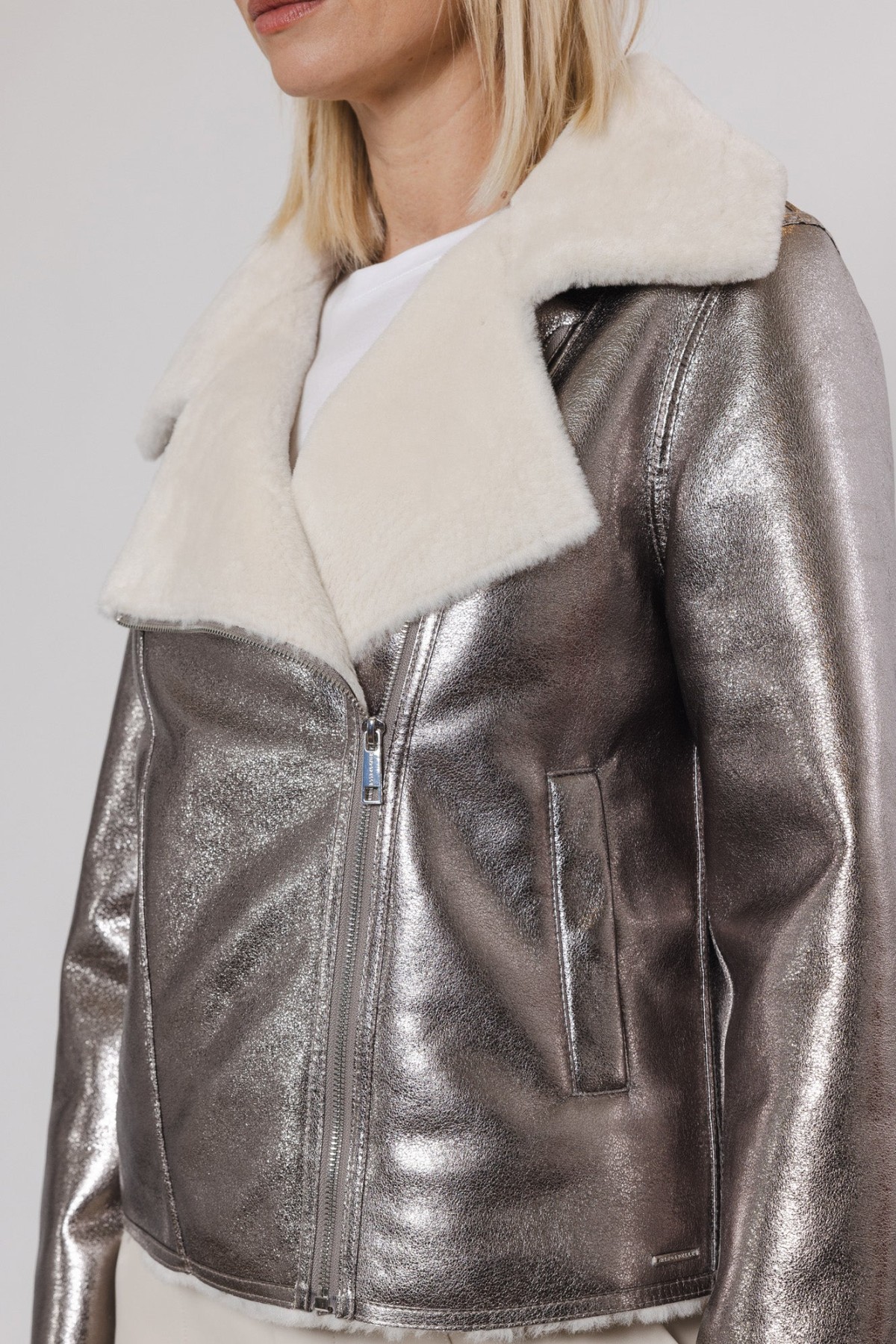 BIKER JACKET SILVER - ΜΕ ΕΣΩΤΕΡΙΚΗ ΕΠΕΝΔΥΣΗ ΓΟΥΝΑΣ