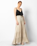 LONG BOHO SKIRT, SILK TOUSH, THREE COLORS - CHAMPAGNE, BLACK & GREEN