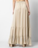 LONG BOHO SKIRT, SILK TOUSH, THREE COLORS - CHAMPAGNE, BLACK & GREEN