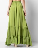 LONG BOHO SKIRT, SILK TOUSH, THREE COLORS - CHAMPAGNE, BLACK & GREEN