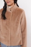 Short eco-fur jacket with a soft suede lining.Three colors - camel , off white and black