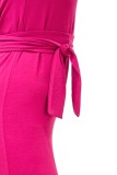 ONE SHOULDER SATIN DRESS WITH BELT - TWO COLORS, BLACK & MAGENTA