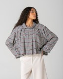 CROP TOP CHECK PRINT AND LOOSE DRAPE