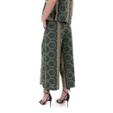 EMBROIDERED HIGH WAIST WIDE LEG CROP PANTS