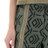 EMBROIDERED HIGH WAIST WIDE LEG CROP PANTS