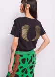 T-shirt in stretch cotton - Print with appliqués -  Short sleeves