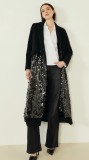 LONG  COAT WITH SEQUINS - BLACK