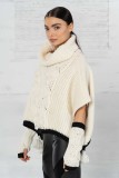 SWEATER - PONCHO WITH  HIGH NECK - TWO COLORS OFF WHITE AND BLACK