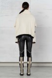 SWEATER - PONCHO WITH  HIGH NECK - TWO COLORS OFF WHITE AND BLACK