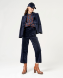 WIDE LEG CORDUROY PANTS - NAVY BLUE