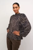 LEOPARD TOP WITH ROUND NECK AND WIDE SLEEVES