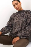 LEOPARD TOP WITH ROUND NECK AND WIDE SLEEVES