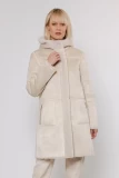 REVERSIBLE  FUR-COAT WITH HOOD THREE COLORS  BEIGE , WHITE AND GRAY