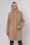 REVERSIBLE  FUR-COAT WITH HOOD THREE COLORS  BEIGE , WHITE AND GRAY