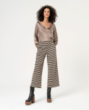 ELASTIC JACQUARD CROP PANTS