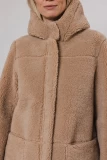 REVERSIBLE  FUR-COAT WITH HOOD THREE COLORS  BEIGE , WHITE AND GRAY