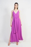 LONG DRESS WITH BELT - TWO COLORS FUCHSIA & BLACK