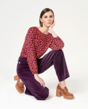 WIDE LEG CORDUROY PANTS - PURPLE