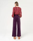 WIDE LEG CORDUROY PANTS - PURPLE