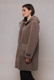 REVERSIBLE  FUR-COAT WITH HOOD THREE COLORS  BEIGE , WHITE AND GRAY