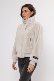 SHORT ECO FUR  JACKET - TWO COLORS - ECRU AND GREY