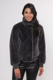 SHORT ECO FUR  JACKET - TWO COLORS - ECRU AND GREY