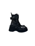 Women's black strappy ankle boots