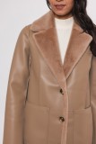 REVERSIBLE  COAT TWO COLORS - ECRU AND CAMEL