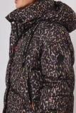 ANIMAL PRINT PADDED JACKET WITH A DETACHABLE HOOD.